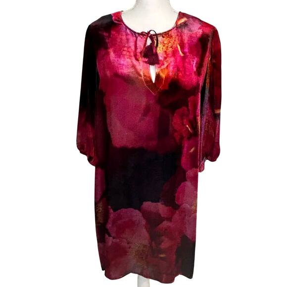 NWT | Size XXL | JOHNNY WAS Women’s Vesna Velvet Velour Silk-Blend Shift Dress - Picture 1 of 13